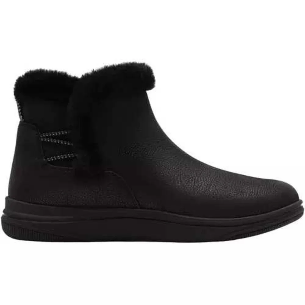 Clarks Breeze Fur Black Faux Fur Trim Ankle Boots Womens Size 6